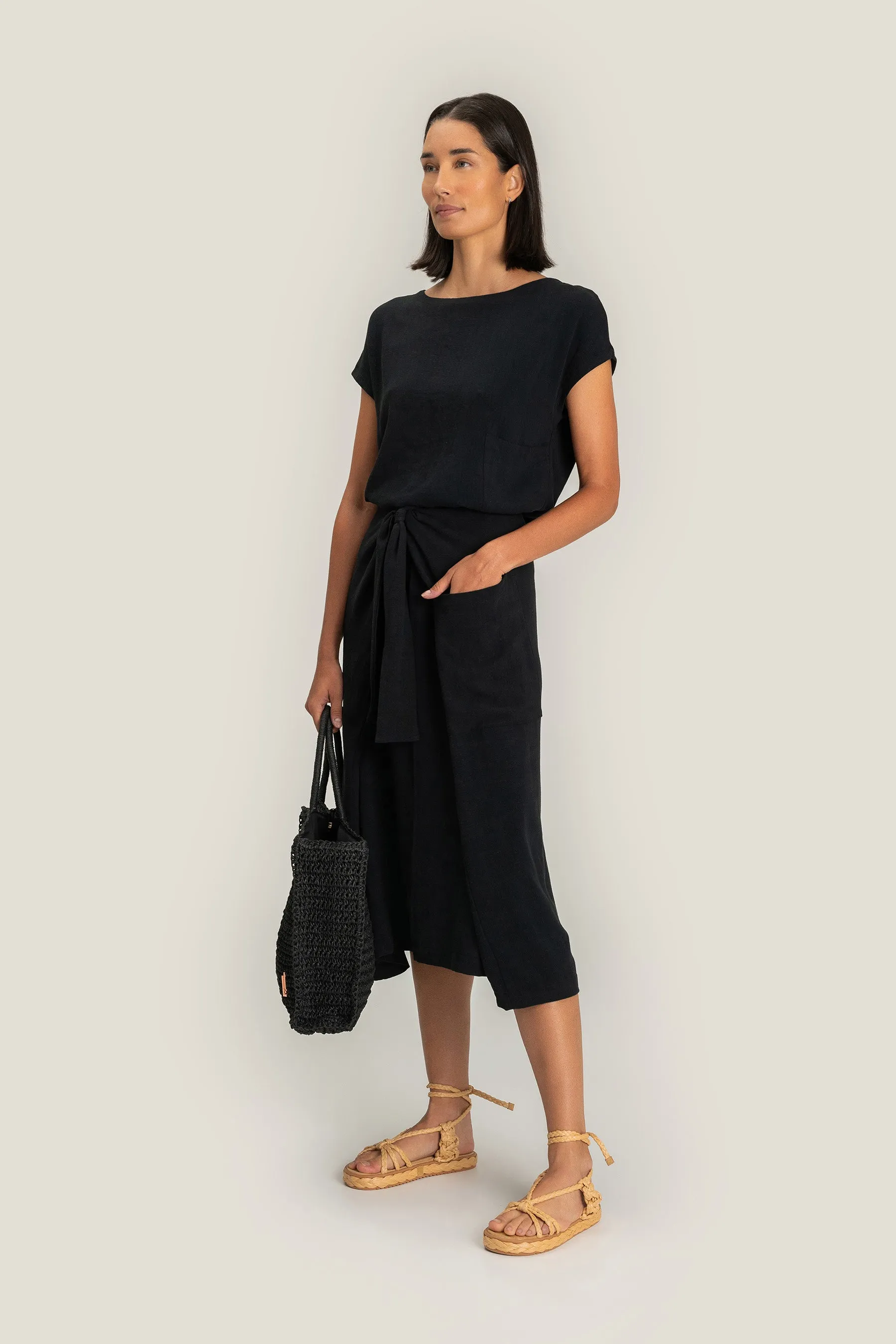 Stone Midi Tie Skirt