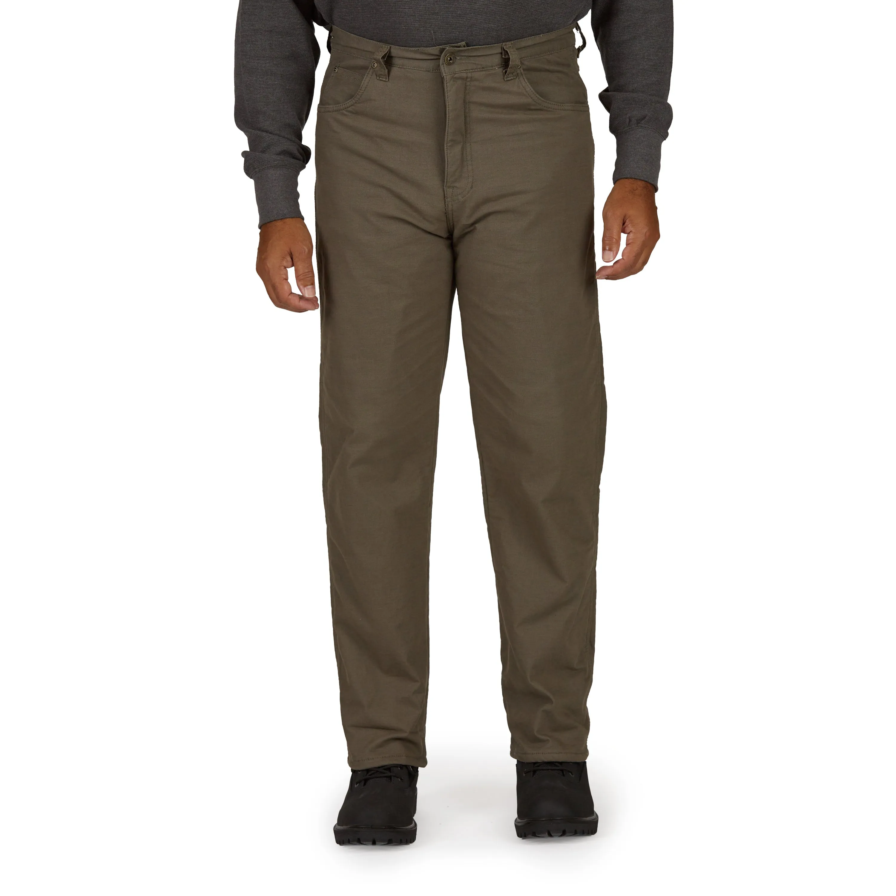 STRETCH FLEECE-LINED CANVAS 5-POCKET PANT