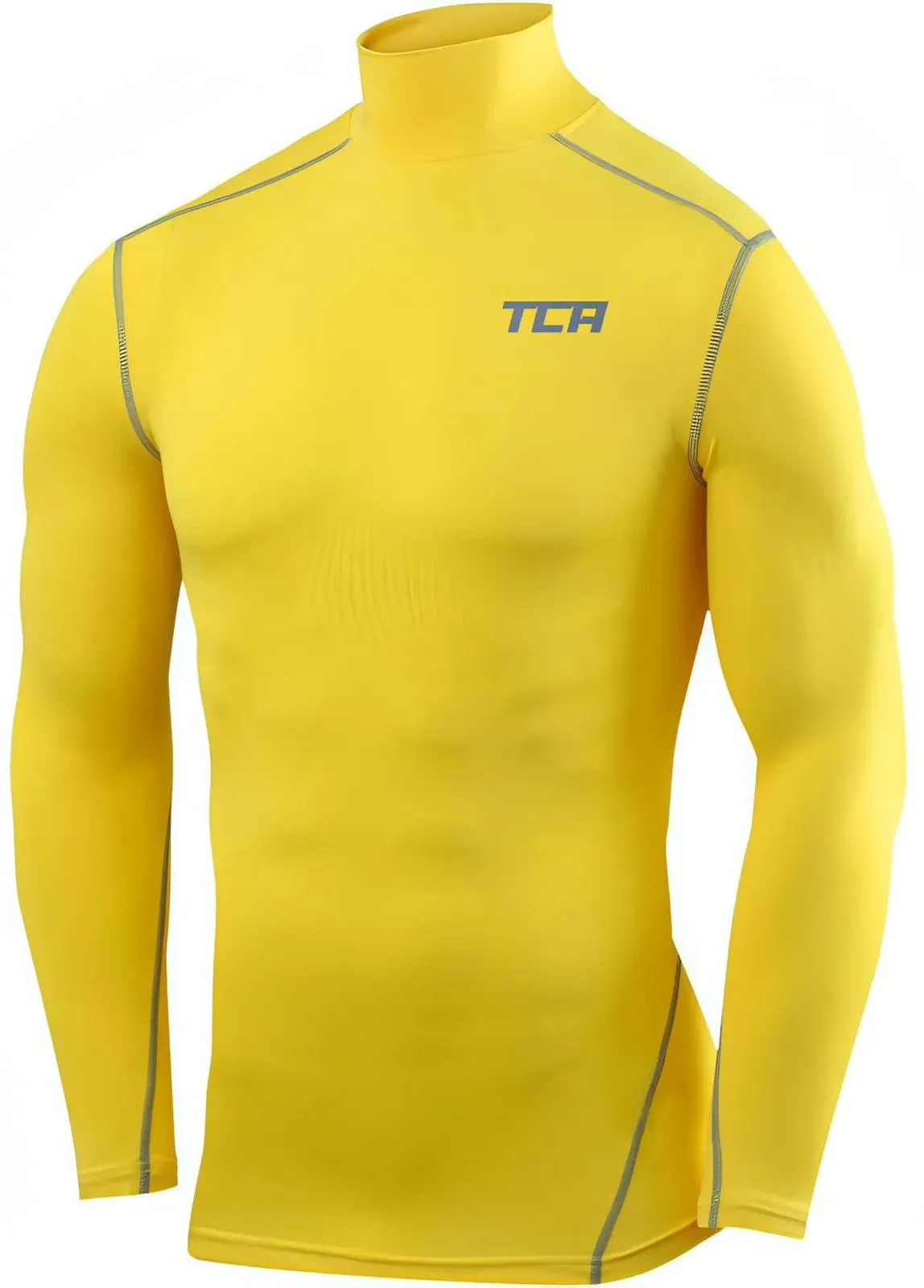 TCA Pro Performance Long Sleeve Mock Junior Compression Top - Yellow