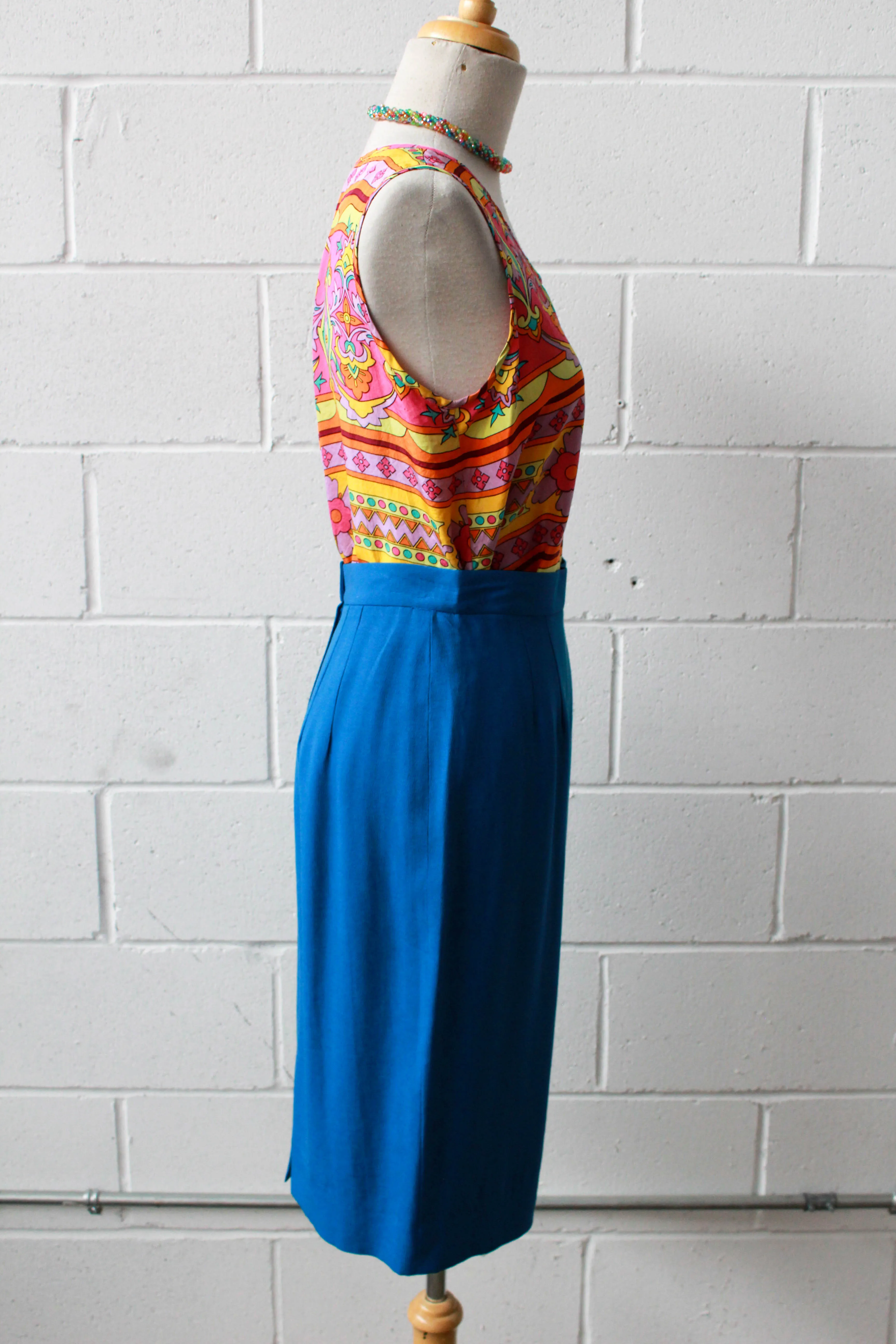 True Blue Pencil Skirt, Waist 26"