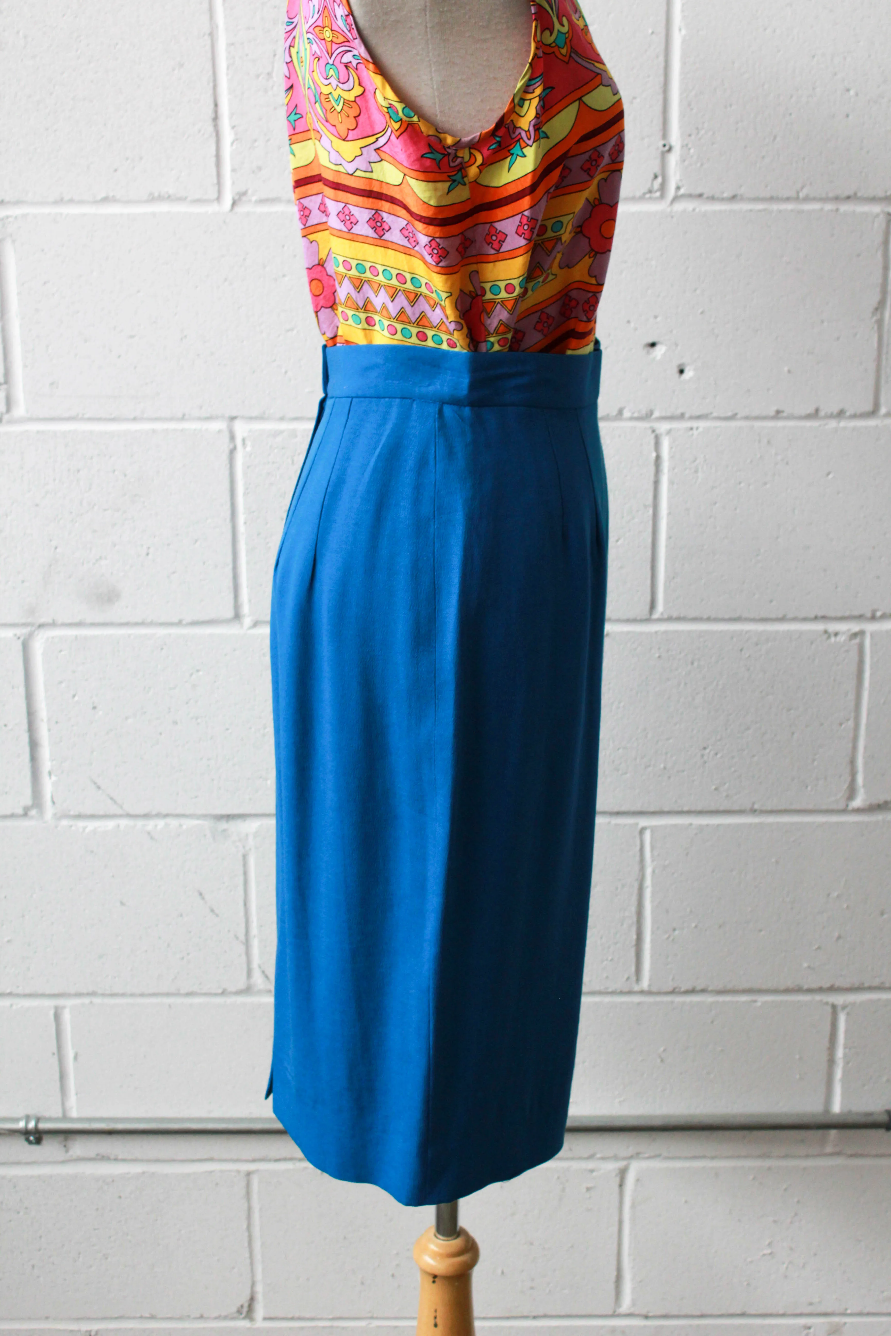 True Blue Pencil Skirt, Waist 26"