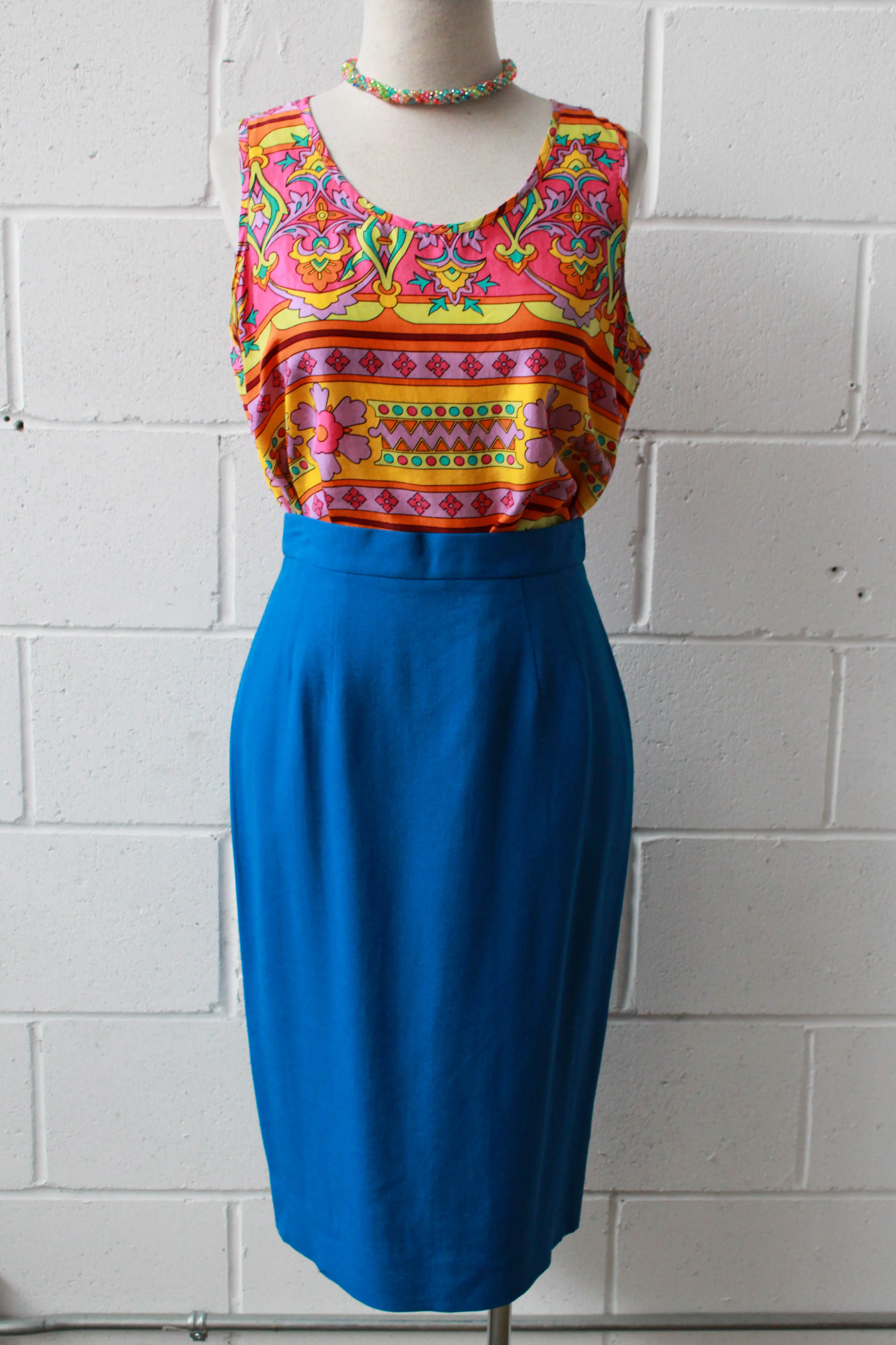 True Blue Pencil Skirt, Waist 26"