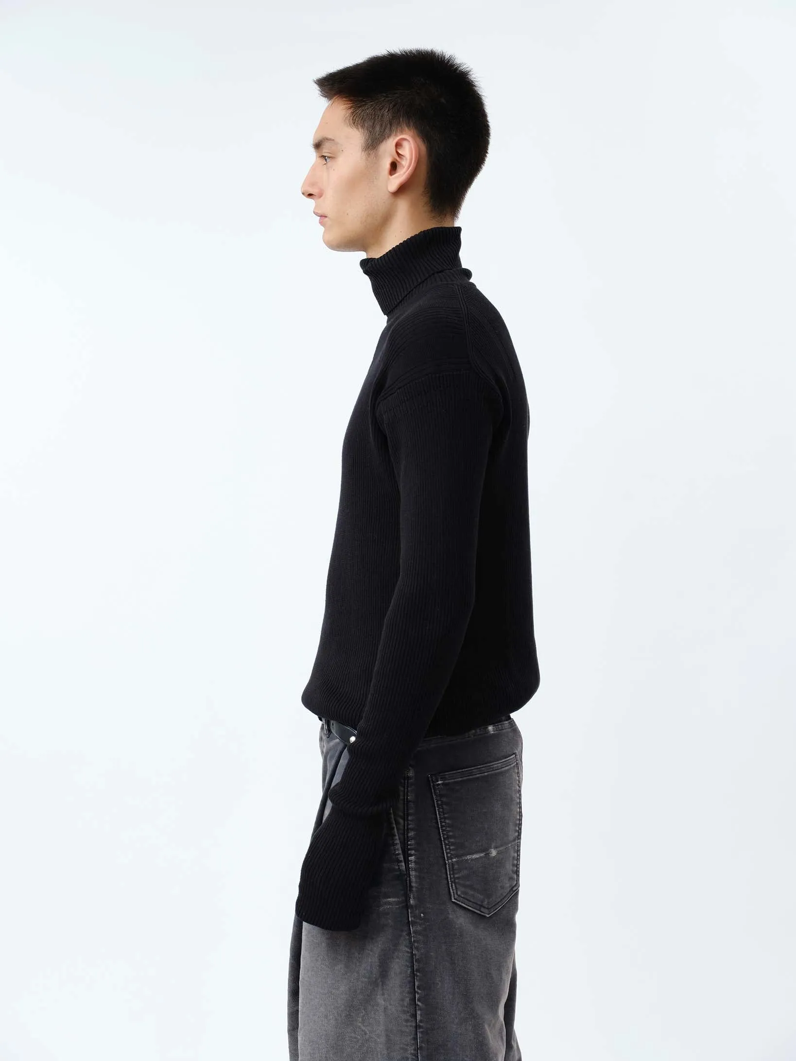 TURTLENECK RIB KNIT .12【BLACK】