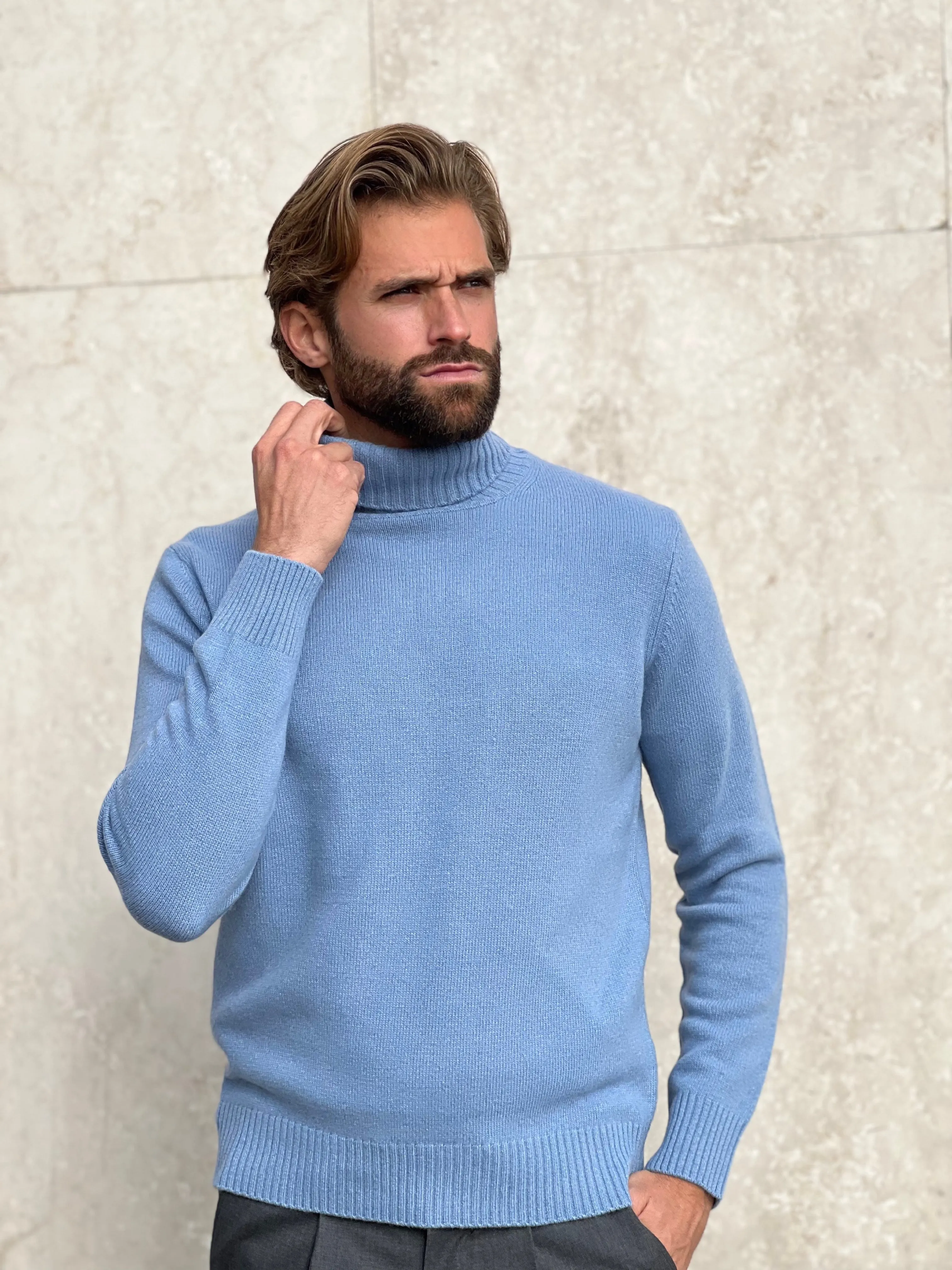 TURTLENECK WOOL & CASHMERE - LIGHT BLUE