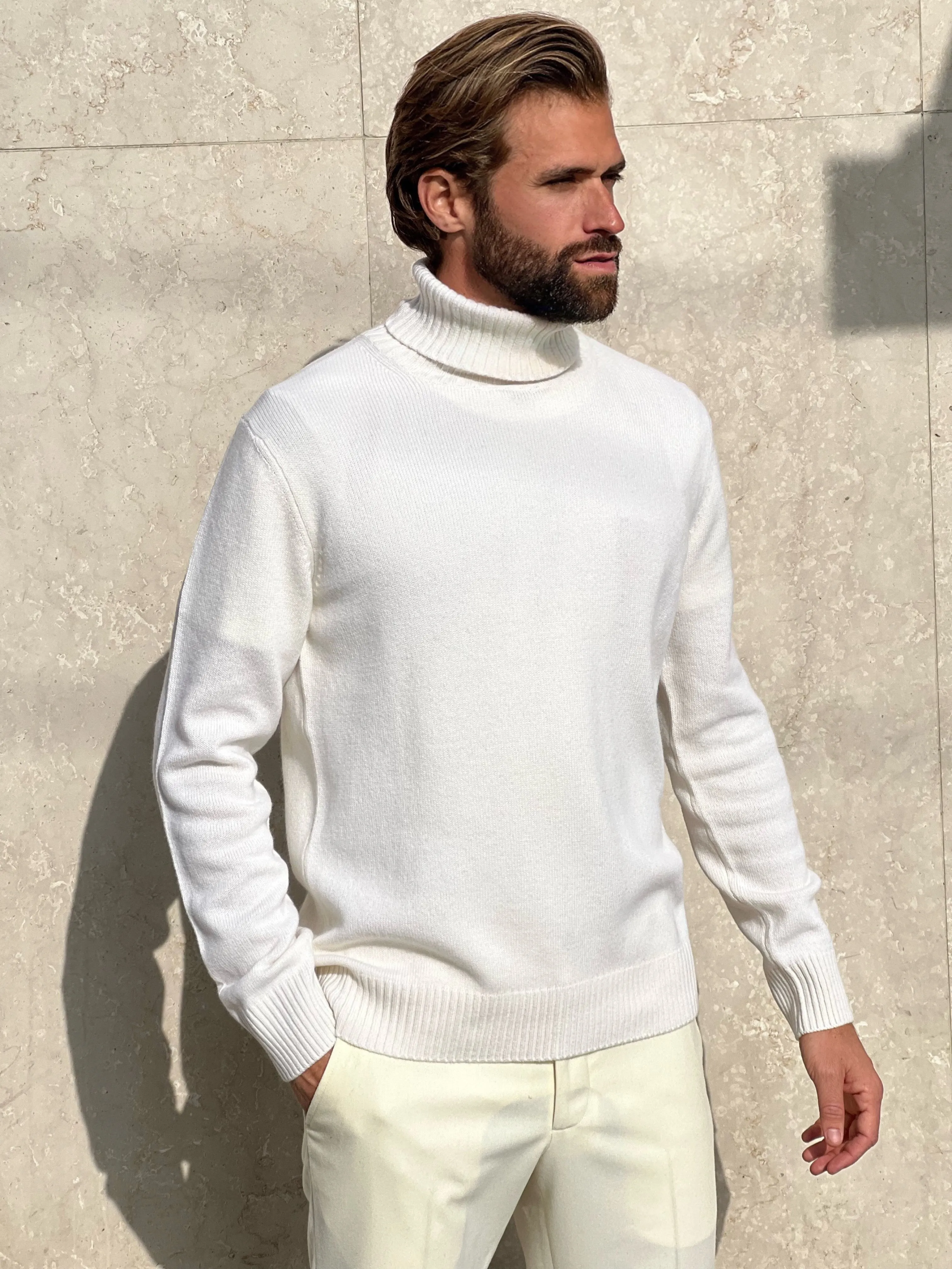 TURTLENECK WOOL & CASHMERE - WHITE