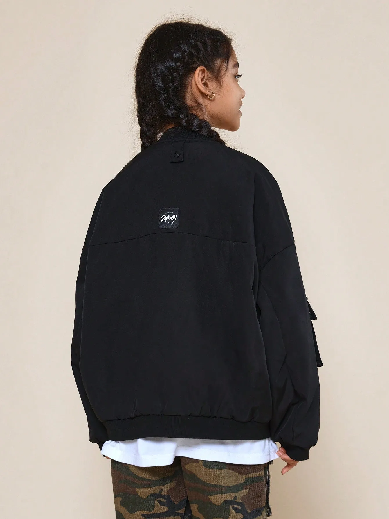 Tween Girls Oversized Bomber Jacket