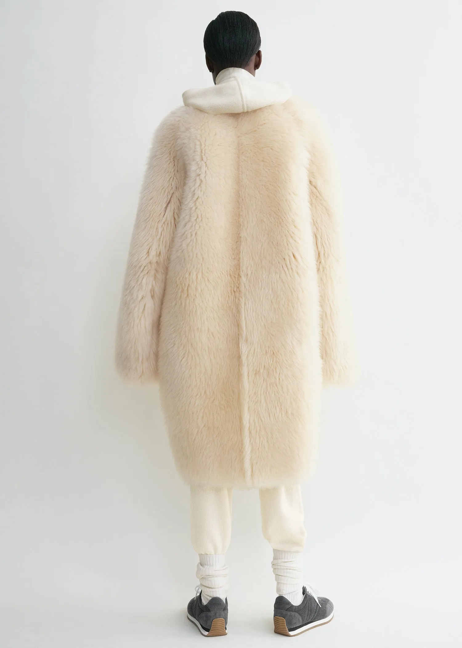 Two-way shearling coat caramel/cream