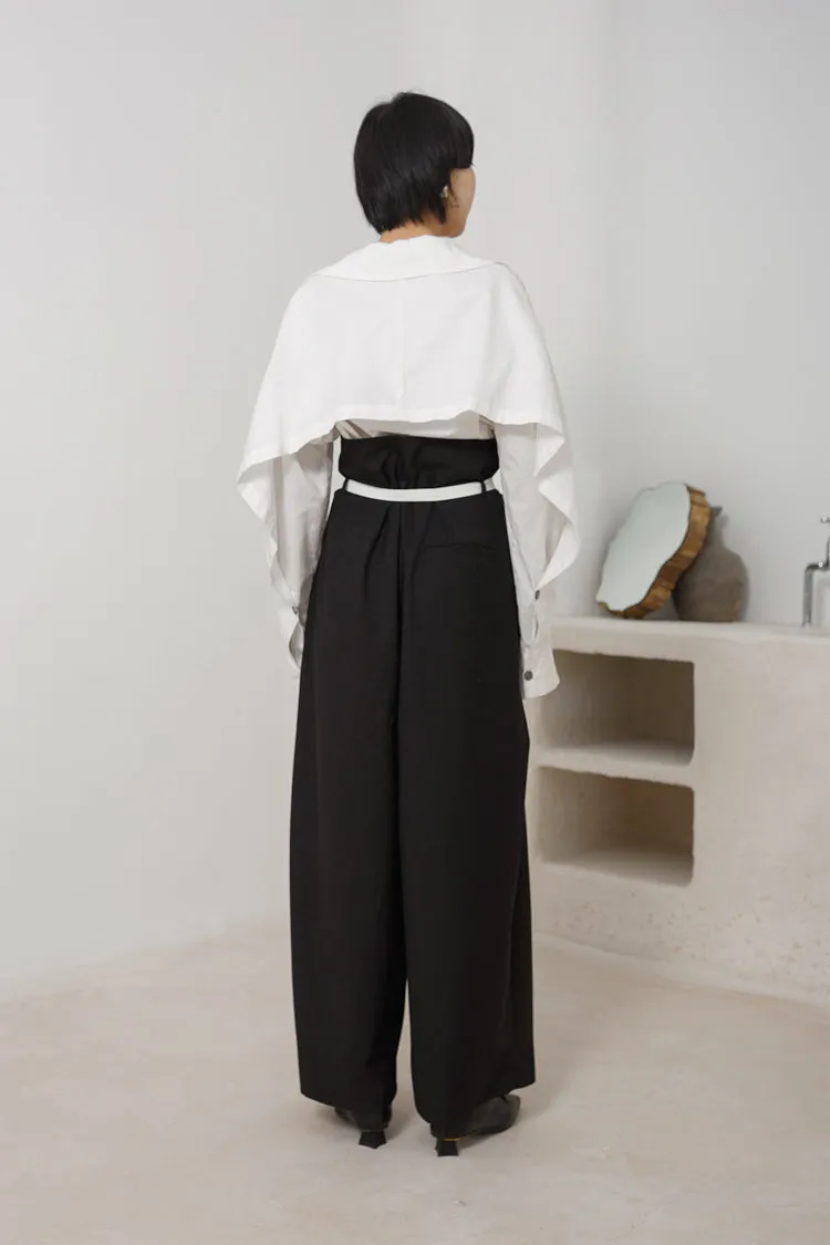 Ultra High Waist Wide Trouser Leg Loose Folded Pants