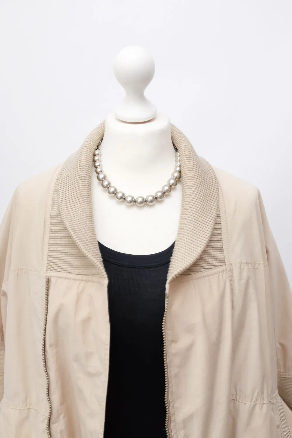 VINTAGE BEIGE COTTON BOMBER JACKET