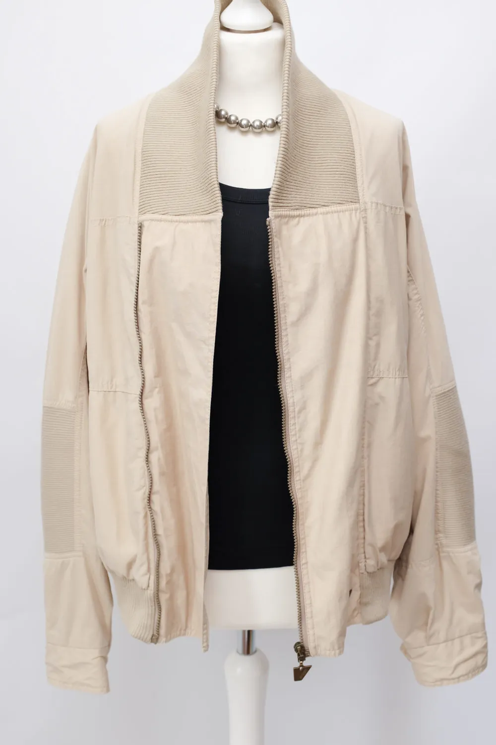 VINTAGE BEIGE COTTON BOMBER JACKET