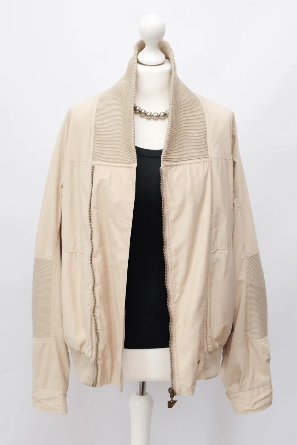 VINTAGE BEIGE COTTON BOMBER JACKET