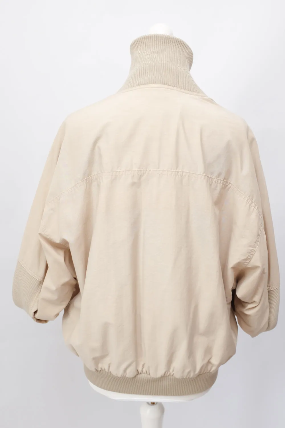 VINTAGE BEIGE COTTON BOMBER JACKET