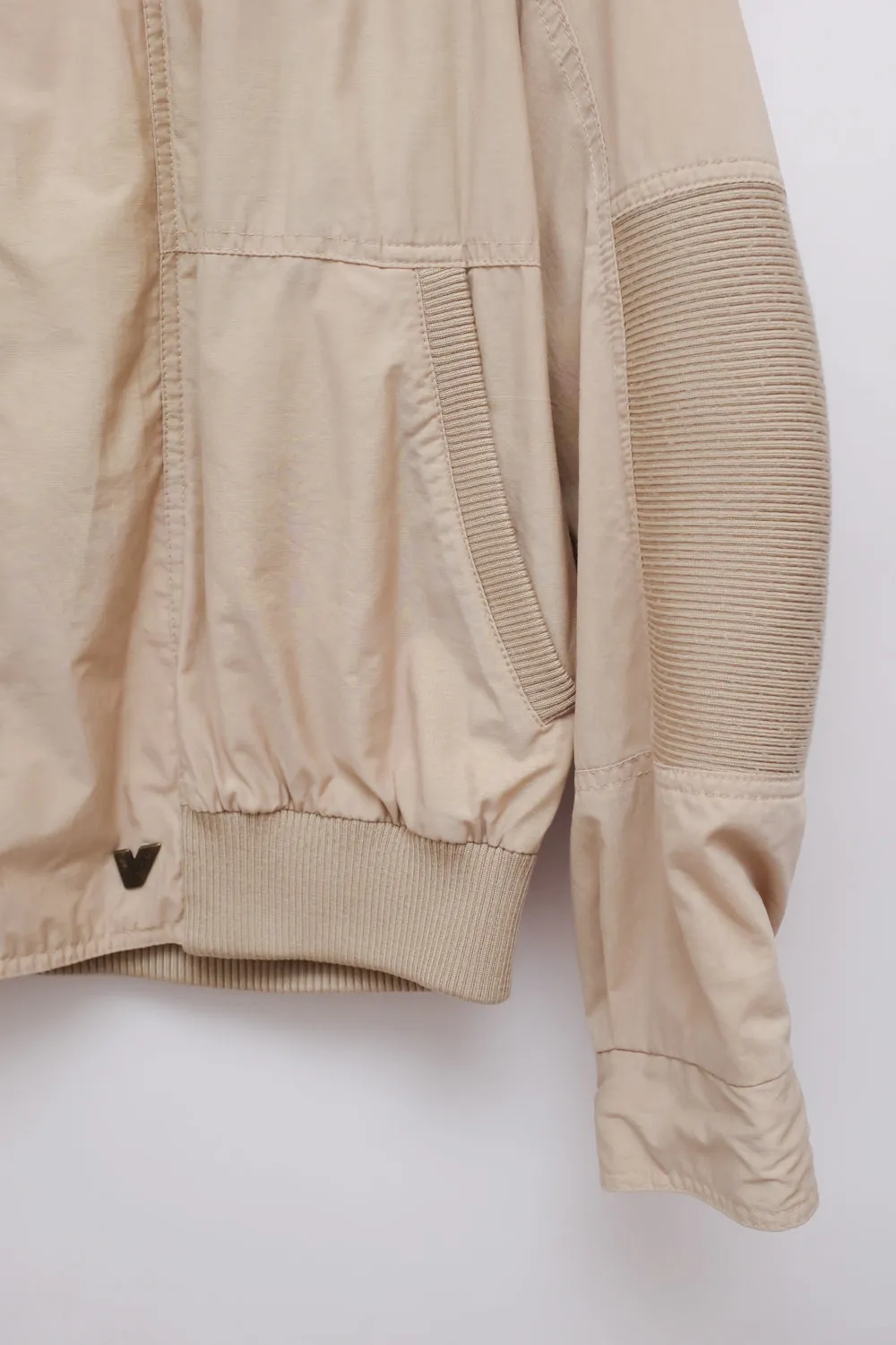 VINTAGE BEIGE COTTON BOMBER JACKET