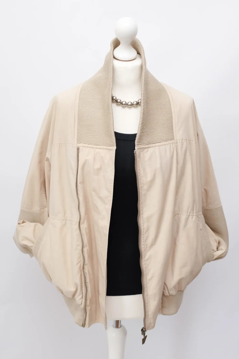 VINTAGE BEIGE COTTON BOMBER JACKET