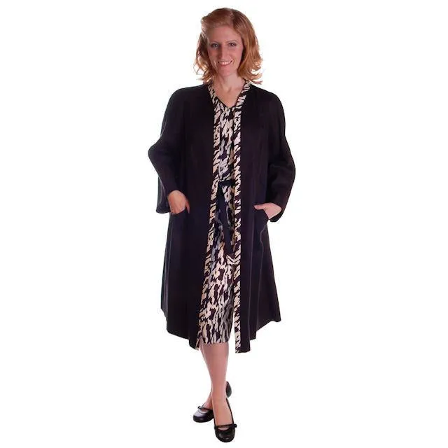 Vintage Dress Black & White Print  W/Matching Coat 1960S 35-26-36 Utah Tailoring