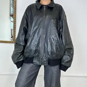 vintage oversized leather bomber jacket