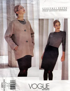 Vogue American Designer 2211 GEOFFREY BEENE Womens Jacket & Skirt 1990s Vintage Sewing Pattern Size 6 - 10 UNCUT Factory Folded